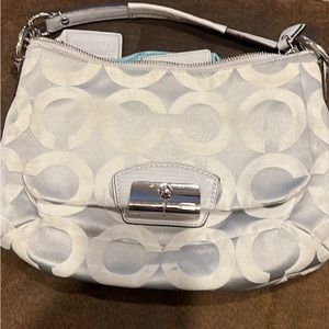 Coach satin canvas grey hobo